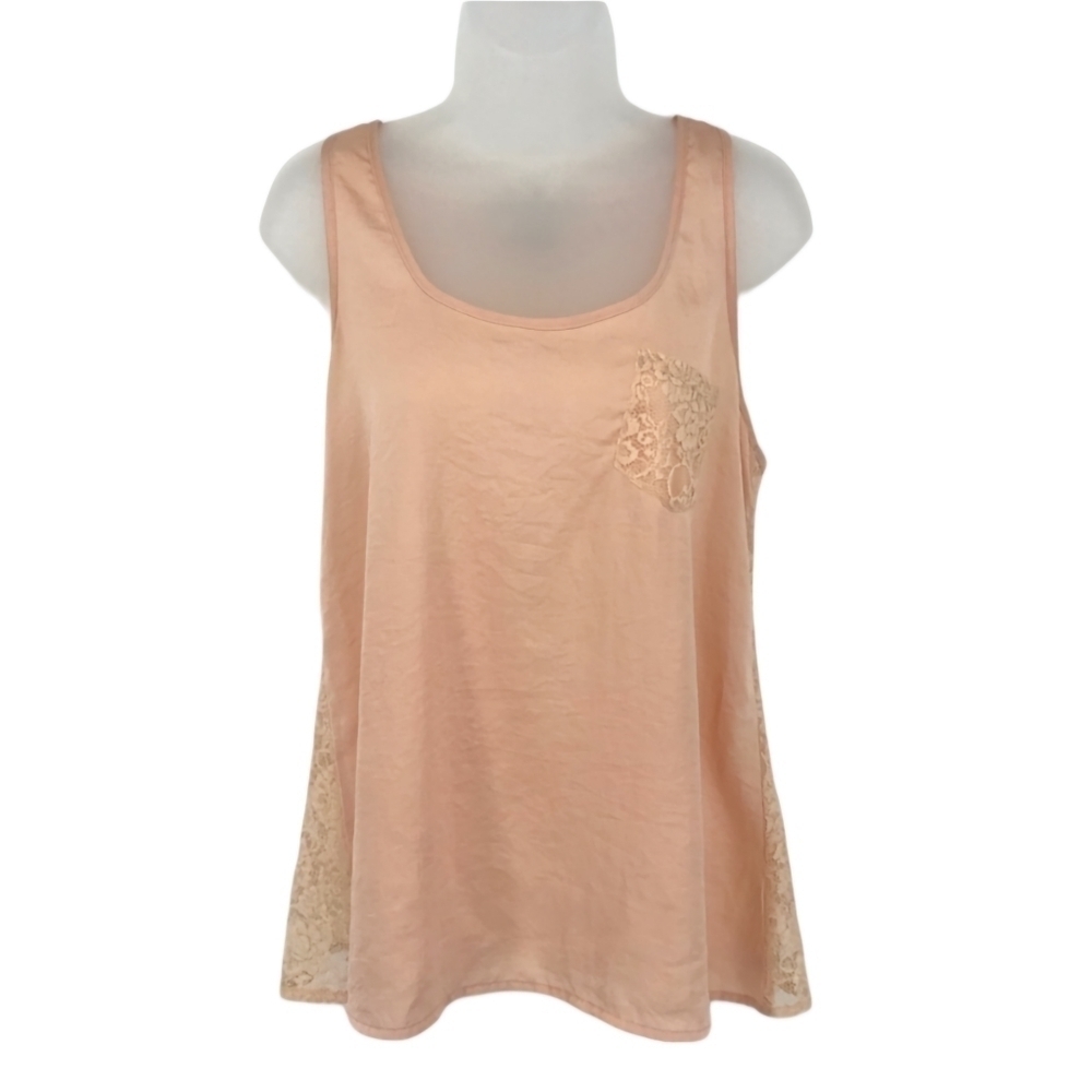 Timing‎ Sheer Light Pink Tank Top with Lace Back Size L